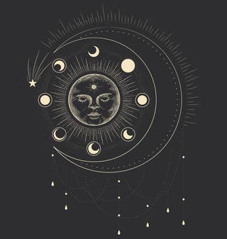 Mystic Duality: Celestial Visages & Lunar Phases 17