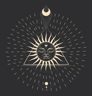 "Retro Celestial Reverie: Sun, Moon, and Geometry 22